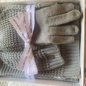 scarf, hat and  gloves by Calvin Klein